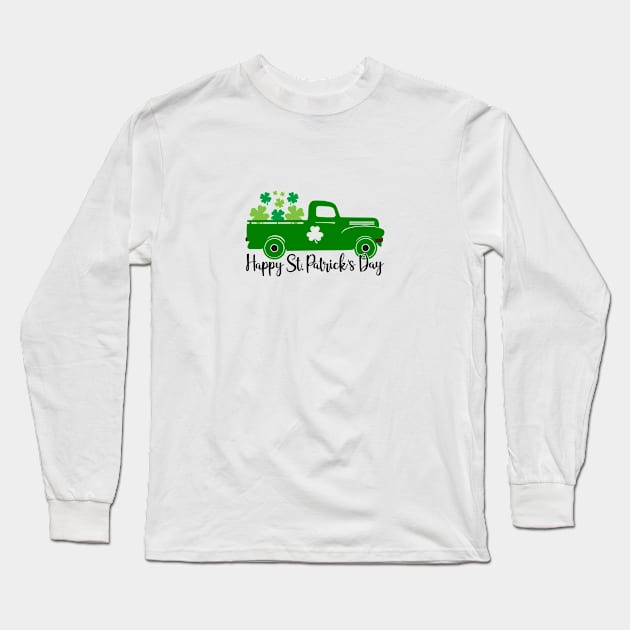 Happy st Patrick's day truck Four leaf clover Long Sleeve T-Shirt by GoodWills